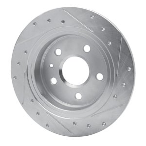 Buick LaCrosse Brake Rotor (1) - Rear Left - R1 Concepts - Drilled & Slotted - Silver - `11-`16